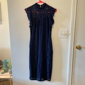 Navy lace cocktail dress, size 4.